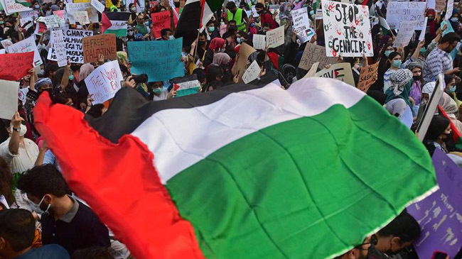 protest rally pakistan against gaza raid
