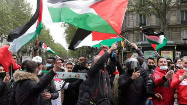 protest rally paris support palestine