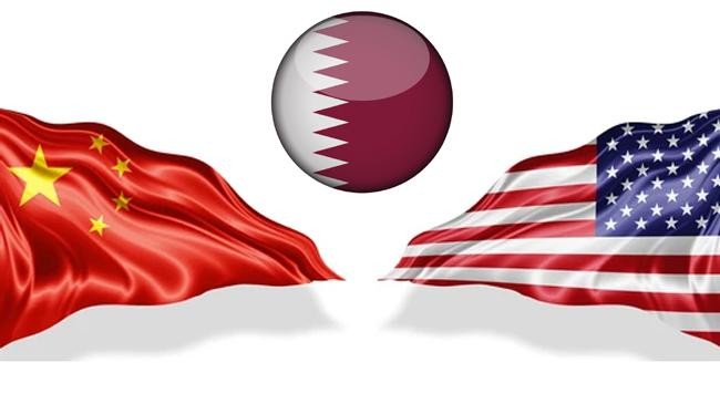 qatar china us flag