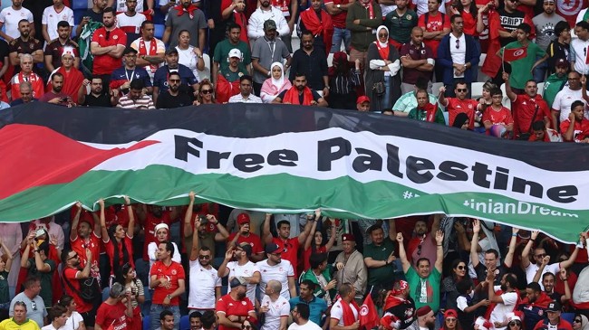 qatar stadium palestine flag