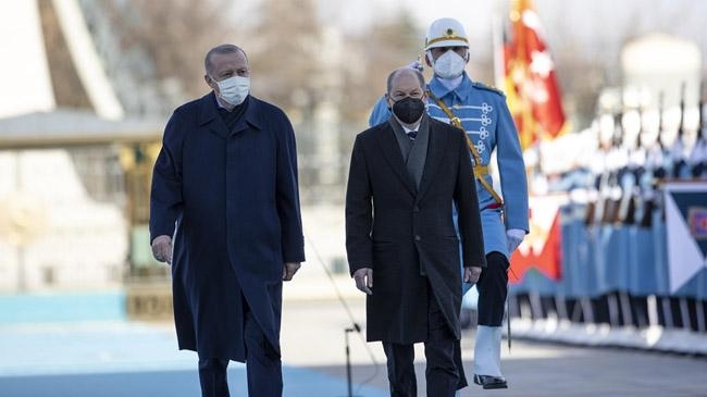 recep tayyip erdogan welcomes olaf scholz
