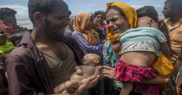 rohingya father mother with son