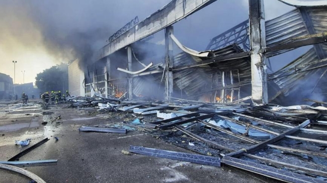 a shopping mall hit by a russian missile strike
