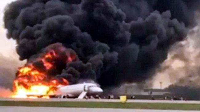 russian plane fire