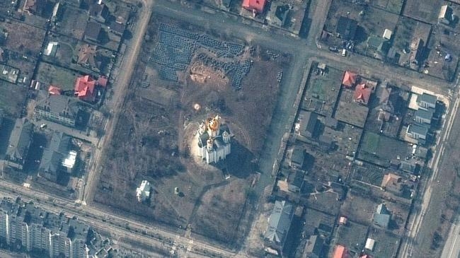 satellite image mass grave bucha ukraine