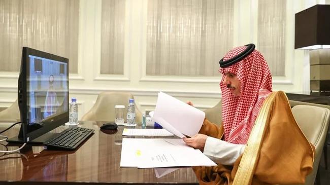 saudi fm talking at gavi summit 2020