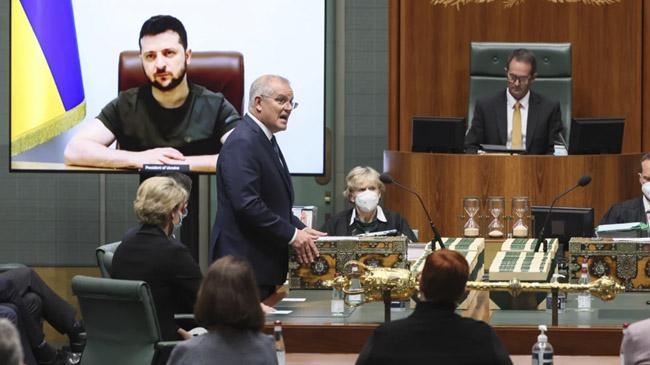 scott morrison australia zelensky addressed parliament
