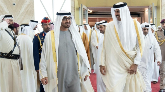 uae sheikh mohamed bin zayed al nahyan and sheikh tamim bin hamad al thani 