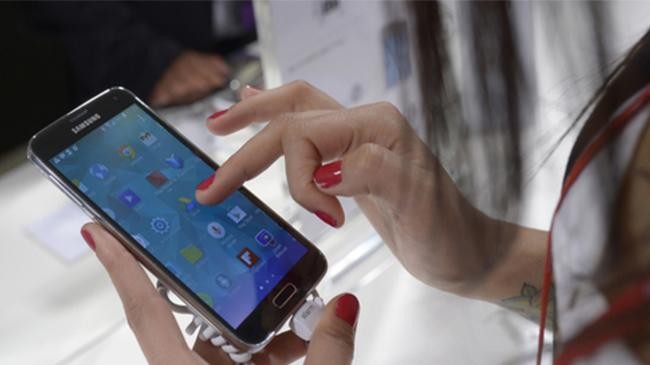 student using smartphone
