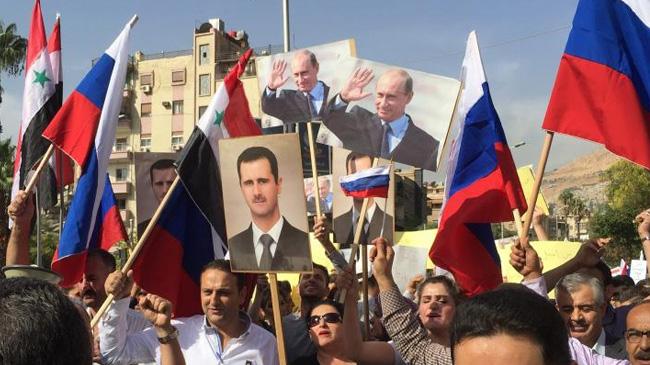syriyan people chanting for russia