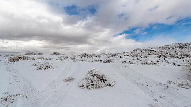 tabuk region covered white snow