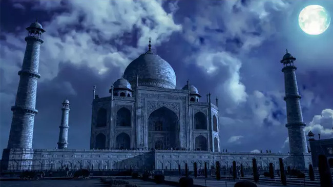 taj mahal night view