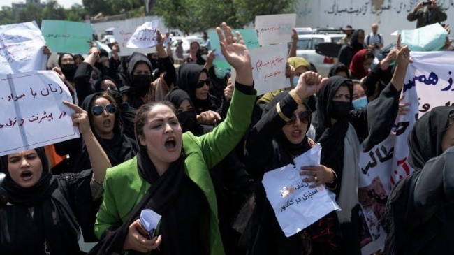 taliban disperses rare protest by afghan women in kabul