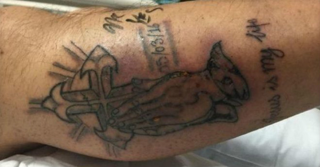 tatto in man leg