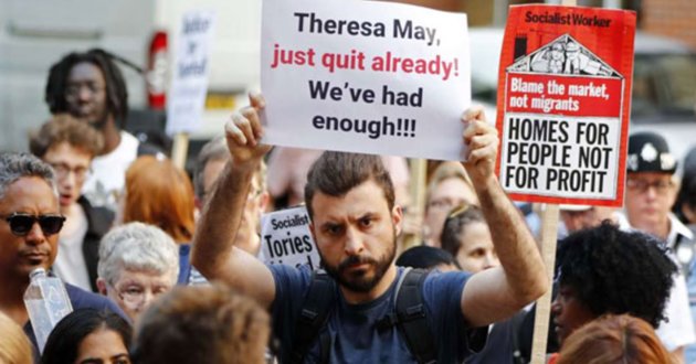 theresa may protest