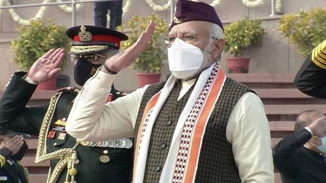 traditional manipuri stole seen on modi