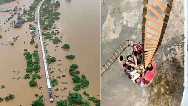 train in flood