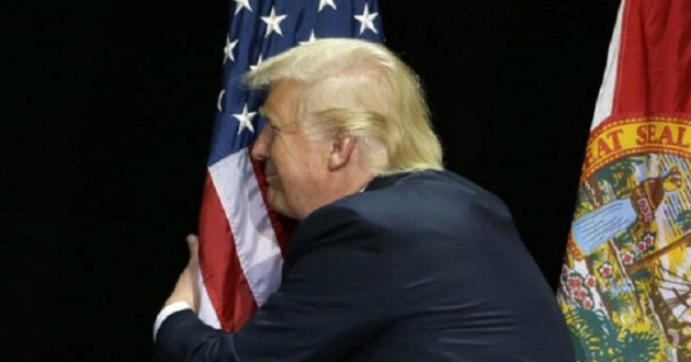 trump gets hurt for adding fire in flag