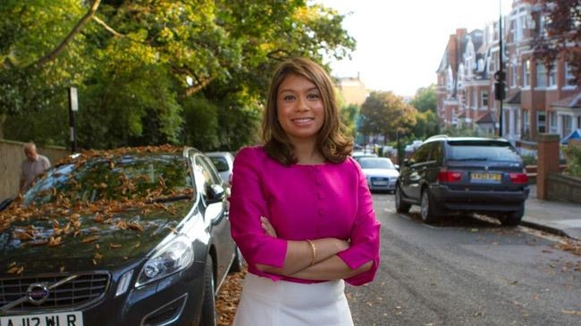 tulip siddiq beside her car