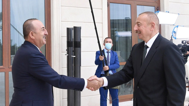 turkey fm with azerbijan president
