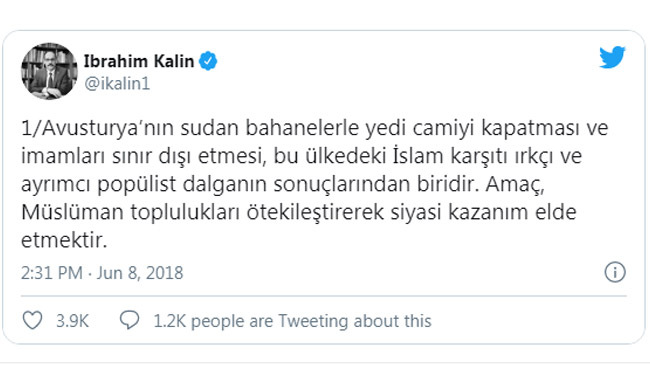 tweet of ibrahim kalin
