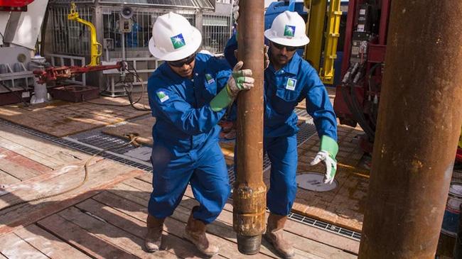 two worker working in a oil plant