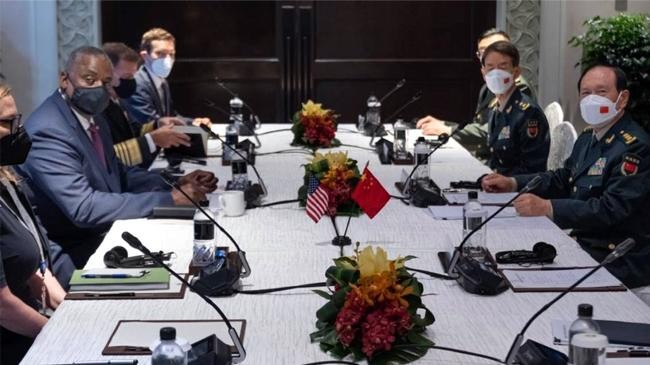 us chinese defence chiefs stand firm over taiwan in first meeting