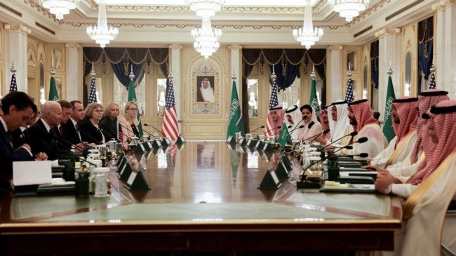 us president joe biden participates in a bilateral meeting with saudi arabia