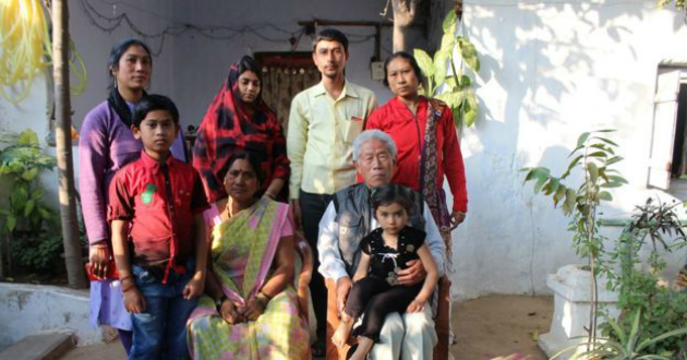 wang with his family in india