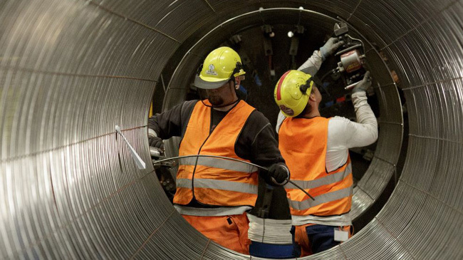 workers in the production hall at the nord stream 2